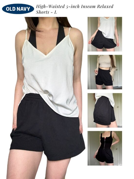 Old Navy Pants - Old Navy Black High Rise Comfort Waist Terry Shorts Drawstring - L